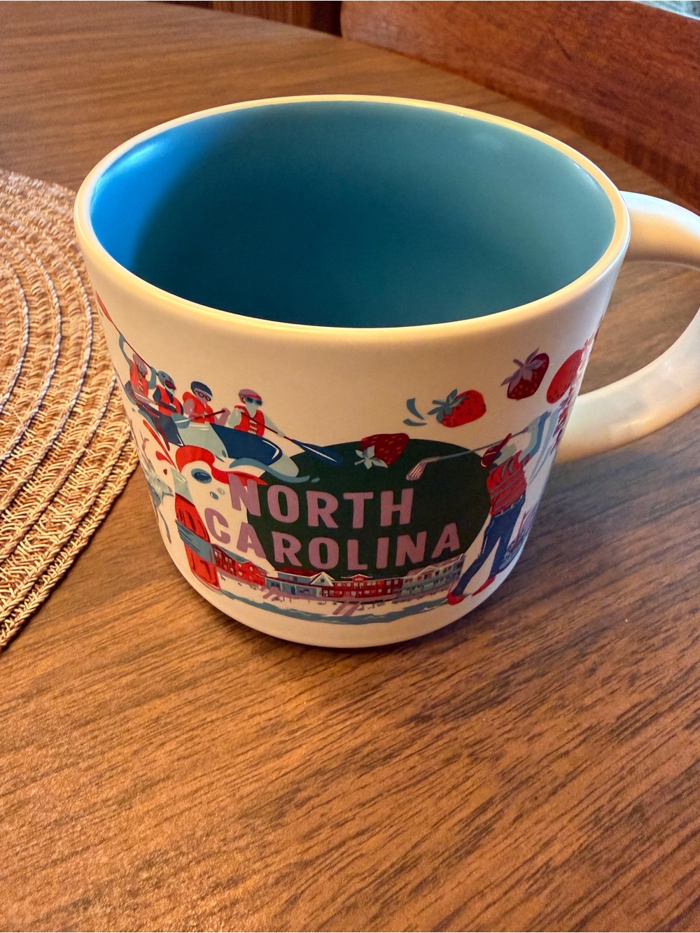 Starbucks Discovery Series North Carolina Ceramic Coffee Mug - Blue Interior